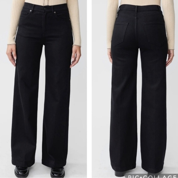 J. McLaughlin Lowden Black Stretch Denim Wide Leg Trouser Jean Size 8 - Picture 1 of 10